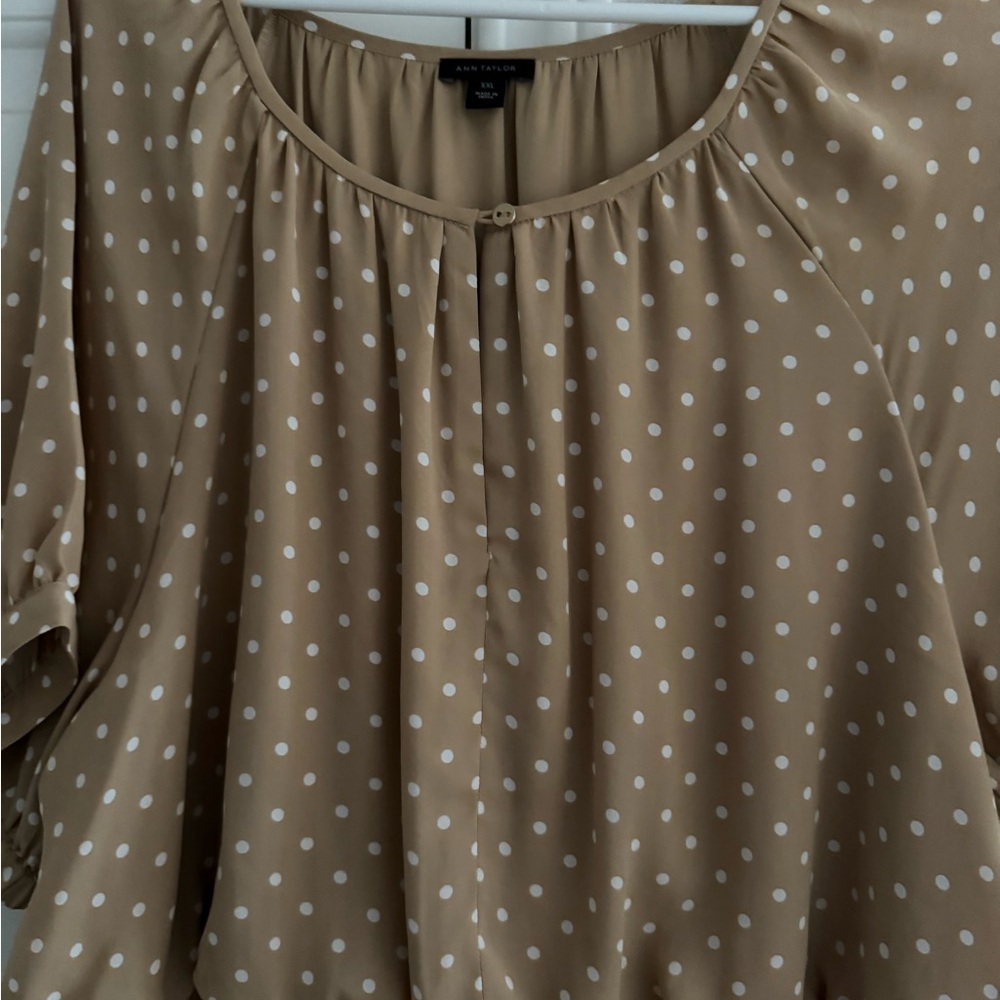 Ann Taylor Polka Dot Tan Dress